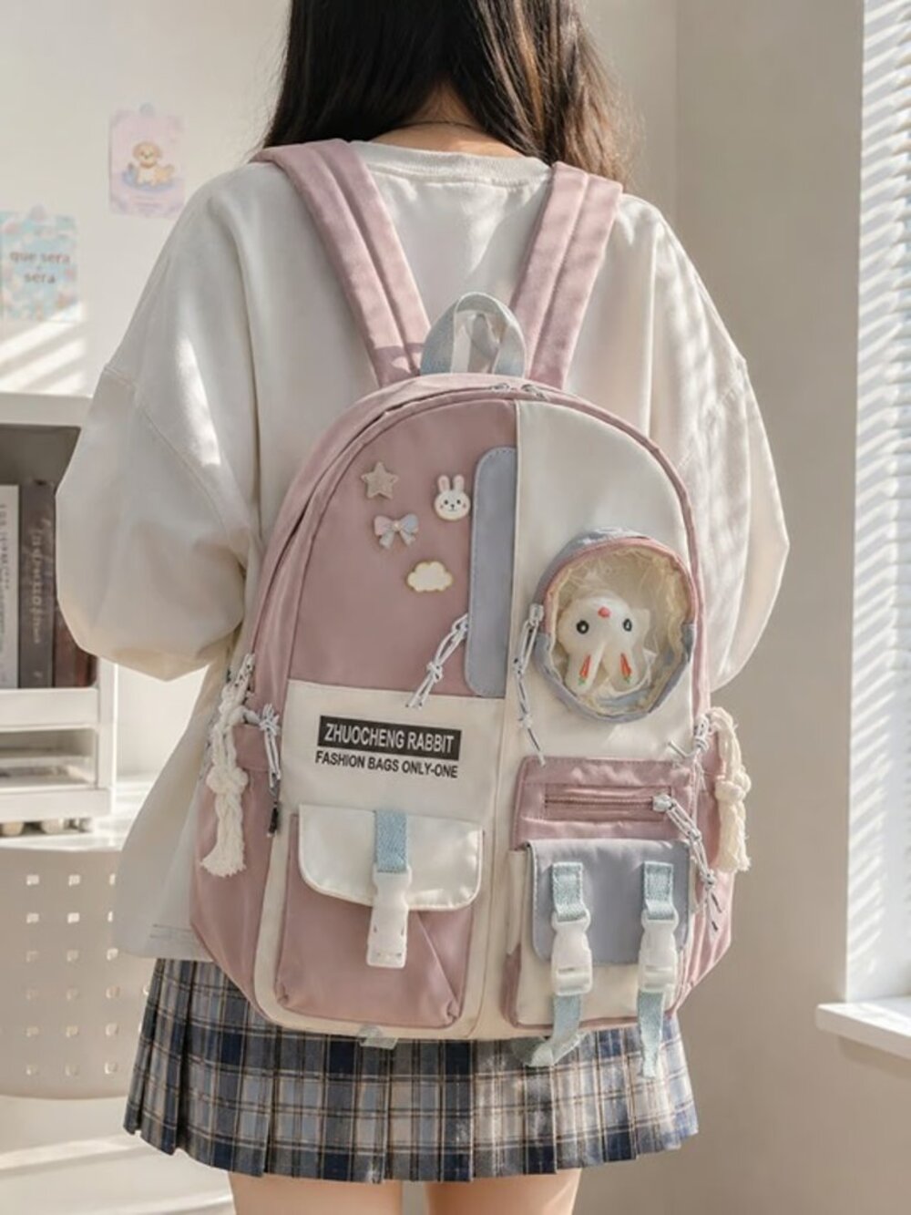 PINK Kawaii Backpack Ita Bag Pink Anime Pin Display Backpack Cute School Bag
